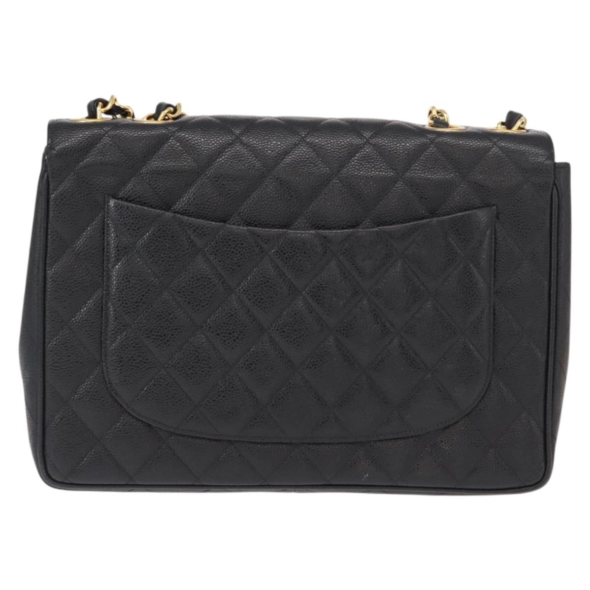 #54 Chanel Matelasse 30 Chain Shoulder Bag Caviar Skin Black Gold