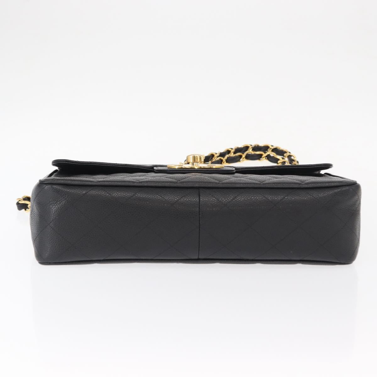 #54 Chanel Matelasse 30 Chain Shoulder Bag Caviar Skin Black Gold
