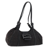 Fendi Zucchino Mia Hobo Bag Black
