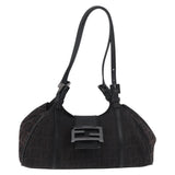 Fendi Zucchino Mia Hobo Bag Black