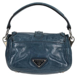 Prada Vitello Shine Sound Leather Two Way Bag Blue