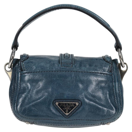 Prada Vitello Shine Sound Leather Two Way Bag Blue
