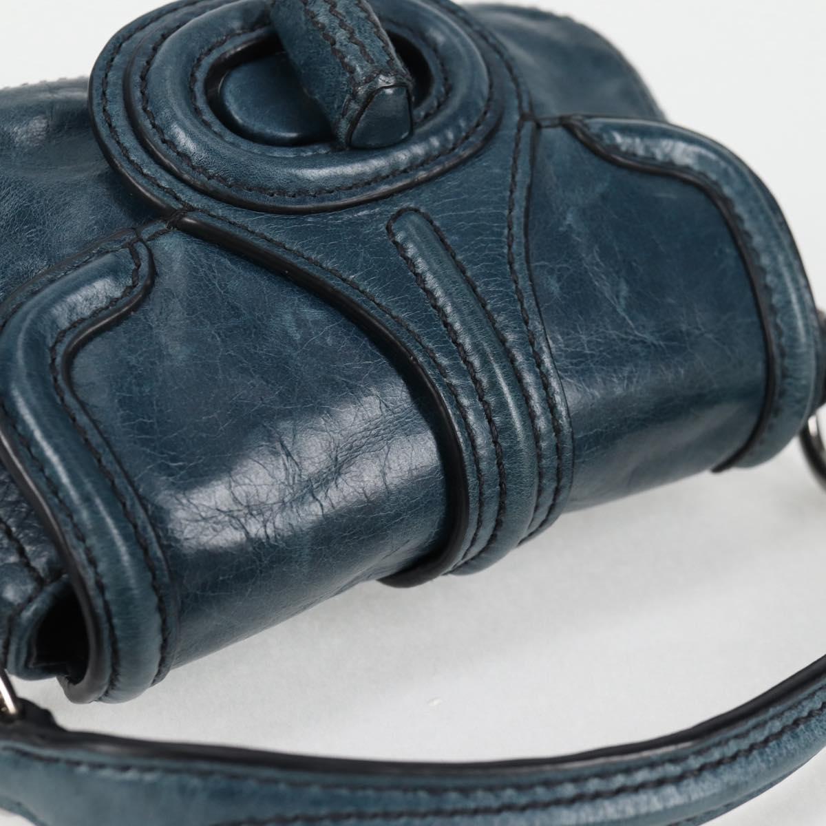 Prada Vitello Shine Sound Leather Two Way Bag Blue