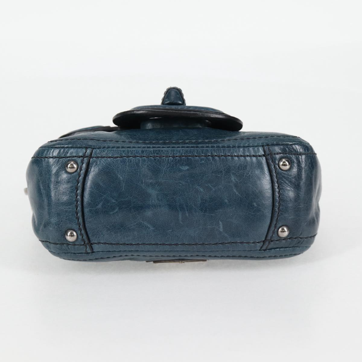 Prada Vitello Shine Sound Leather Two Way Bag Blue