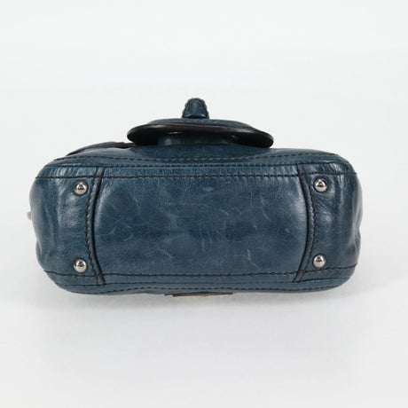 Prada Vitello Shine Sound Leather Two Way Bag Blue