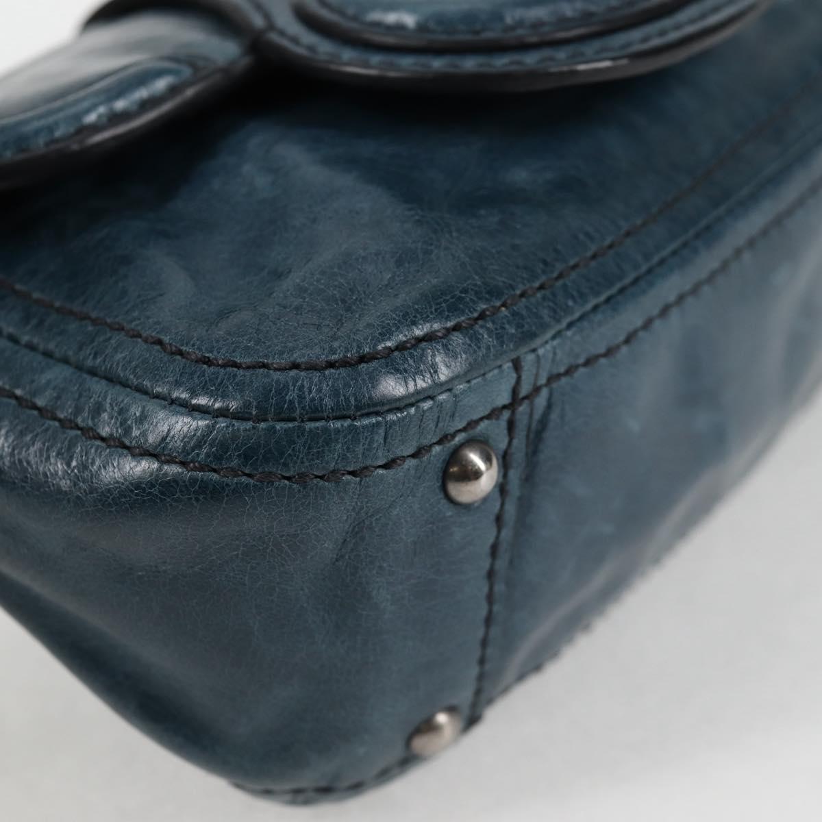 Prada Vitello Shine Sound Leather Two Way Bag Blue