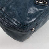 Prada Vitello Shine Sound Leather Two Way Bag Blue