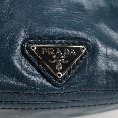 Prada Vitello Shine Sound Leather Two Way Bag Blue