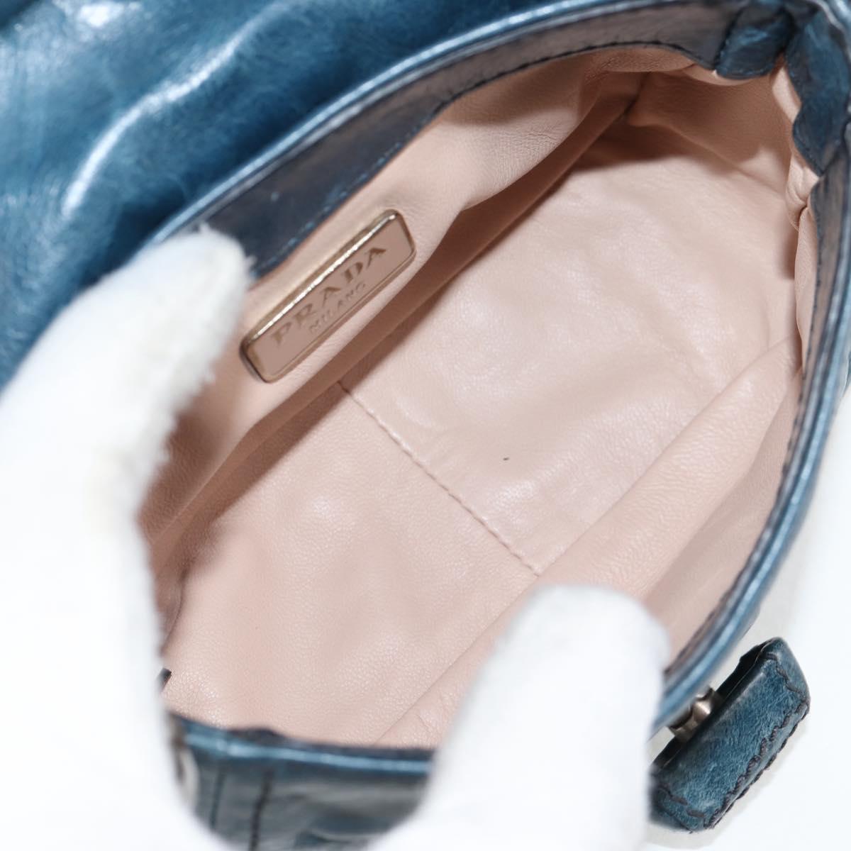Prada Vitello Shine Sound Leather Two Way Bag Blue