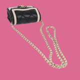 Chanel Black and White Lambskin Crossbody Chain Pouch Accessory