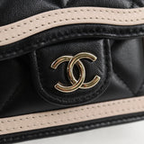 Chanel Black and White Lambskin Crossbody Chain Pouch Accessory