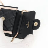 Chanel Black and White Lambskin Crossbody Chain Pouch Accessory
