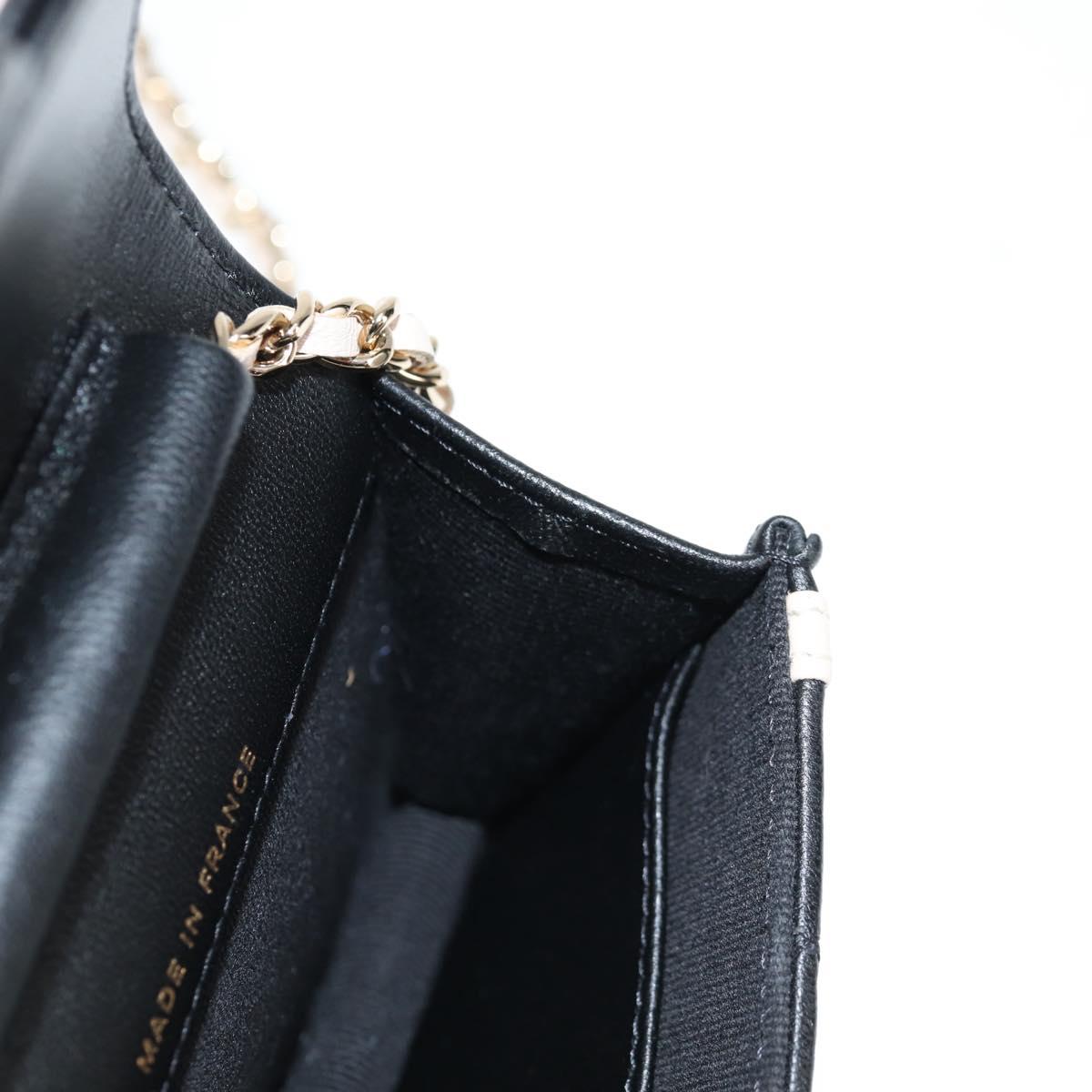 Chanel Black and White Lambskin Crossbody Chain Pouch Accessory