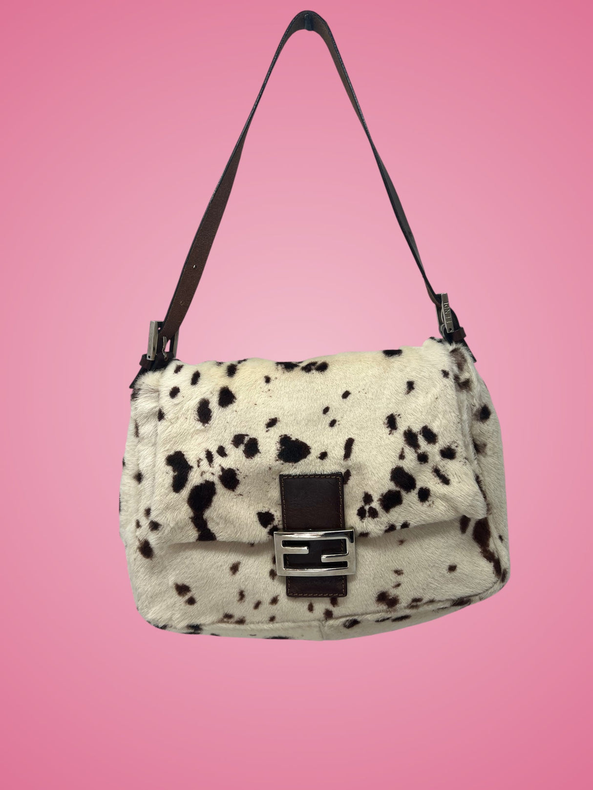 Fendi Mamma Baguette Pony Hair Dalmation Print