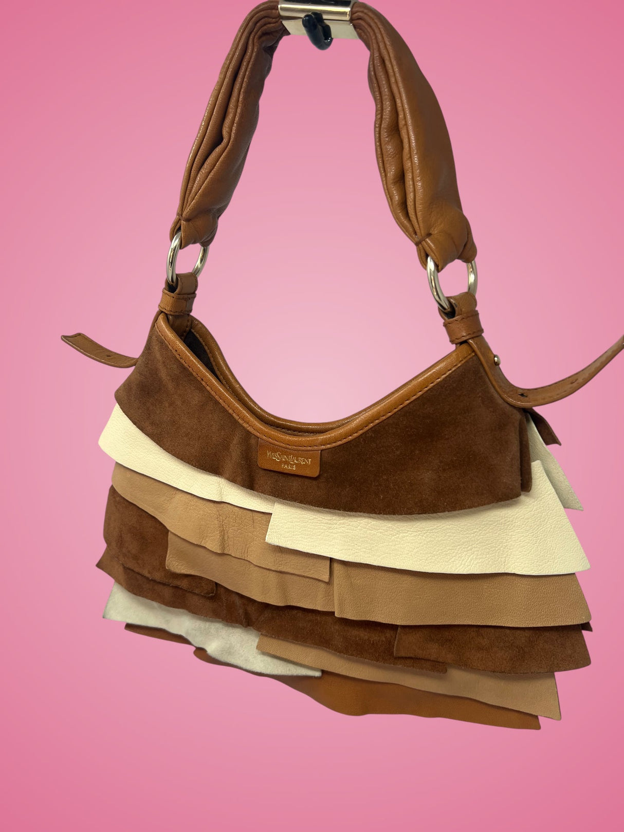 YSL Saint Tropez Brown Suede & Leather Bag