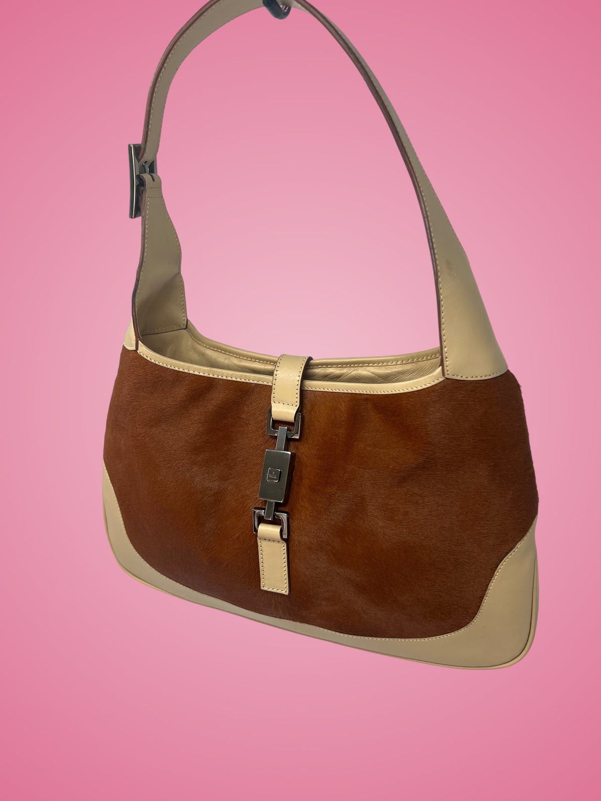 Gucci Jackie Brown Pony Hair Shoulder Bag
