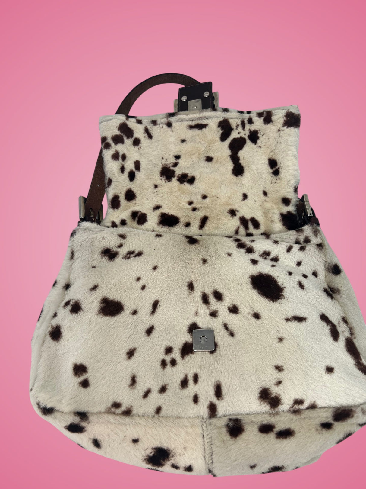Fendi Mamma Baguette Pony Hair Dalmation Print