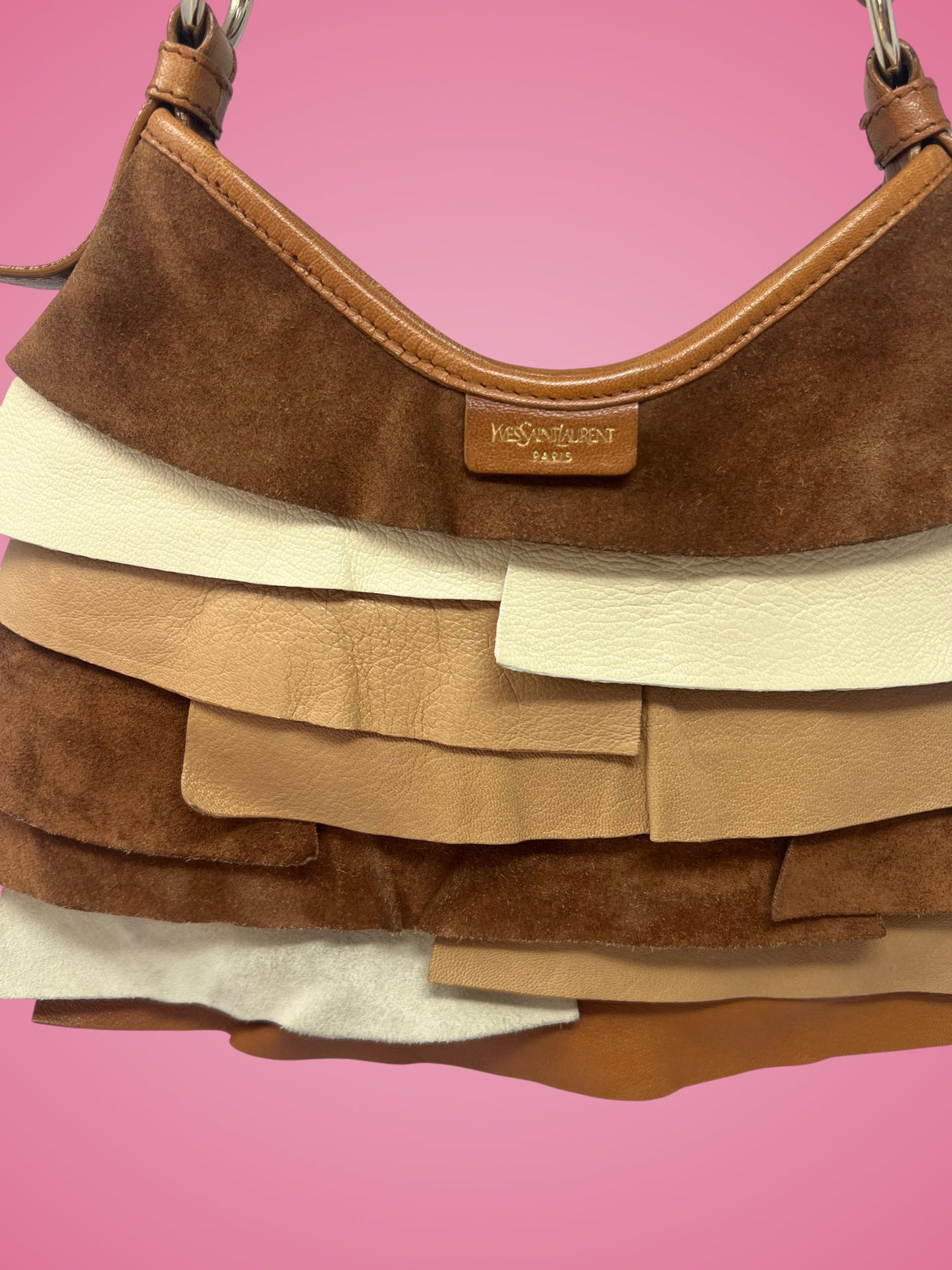 YSL Saint Tropez Brown Suede & Leather Bag