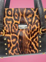 YSL Leopard Print Pony Hair Shoulder Bag