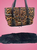 YSL Leopard Print Pony Hair Shoulder Bag