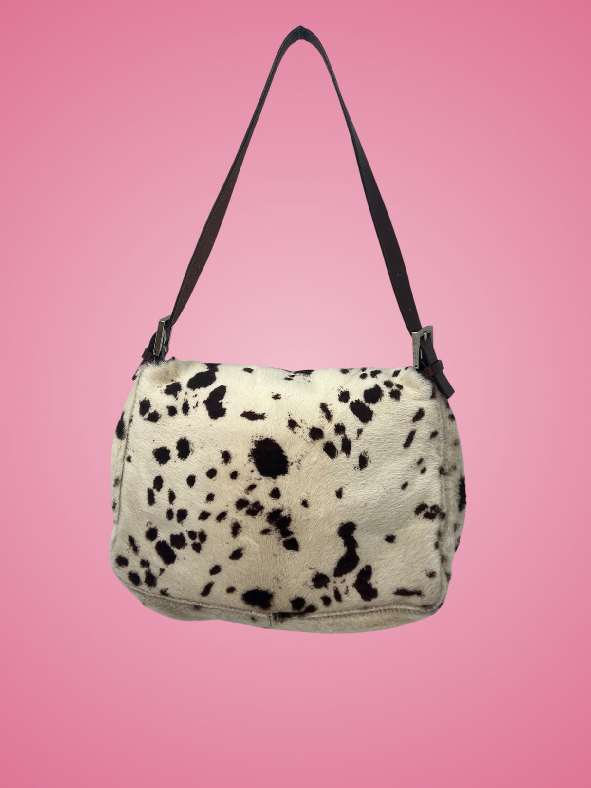 Fendi Mamma Baguette Pony Hair Dalmation Print