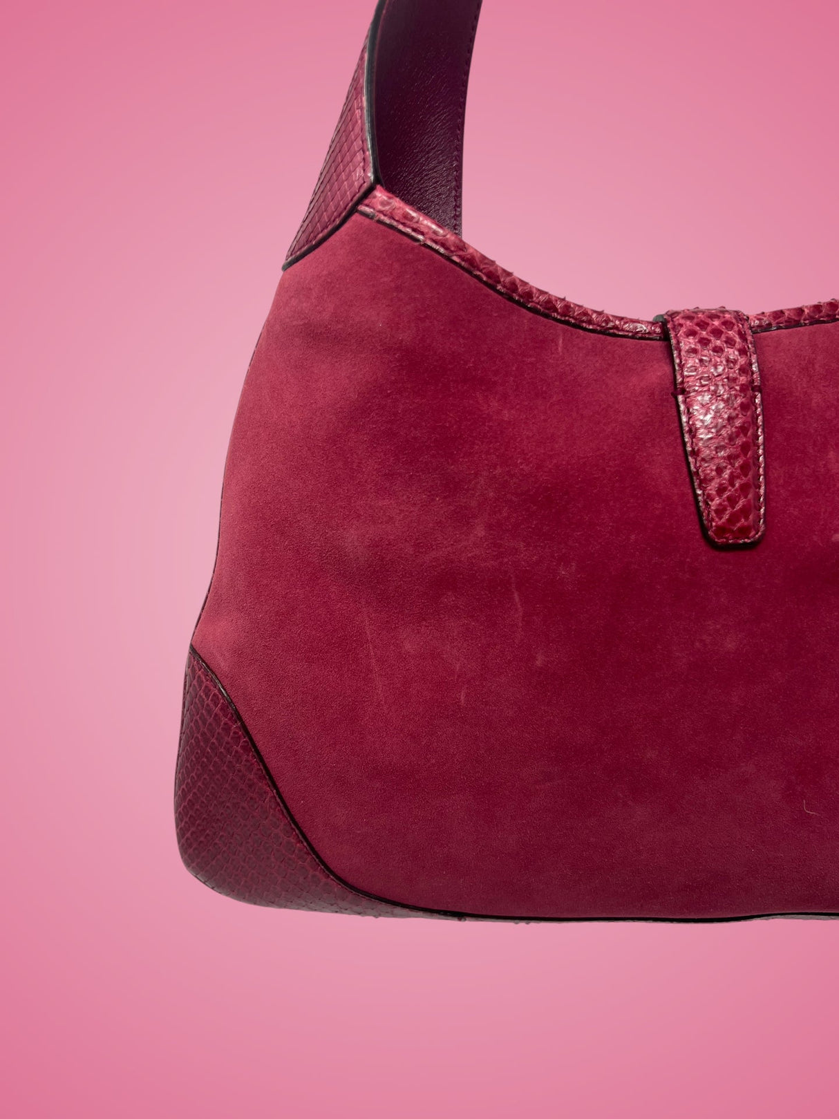 Gucci Jackie Red Suede Shoulder Bag