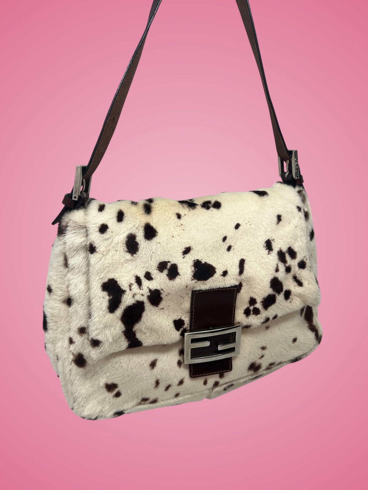 Fendi Mamma Baguette Pony Hair Dalmation Print