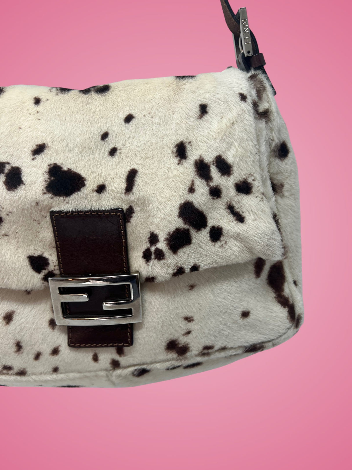 Fendi Mamma Baguette Pony Hair Dalmation Print