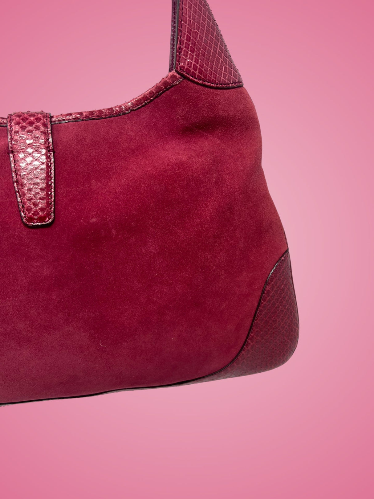 Gucci Jackie Red Suede Shoulder Bag