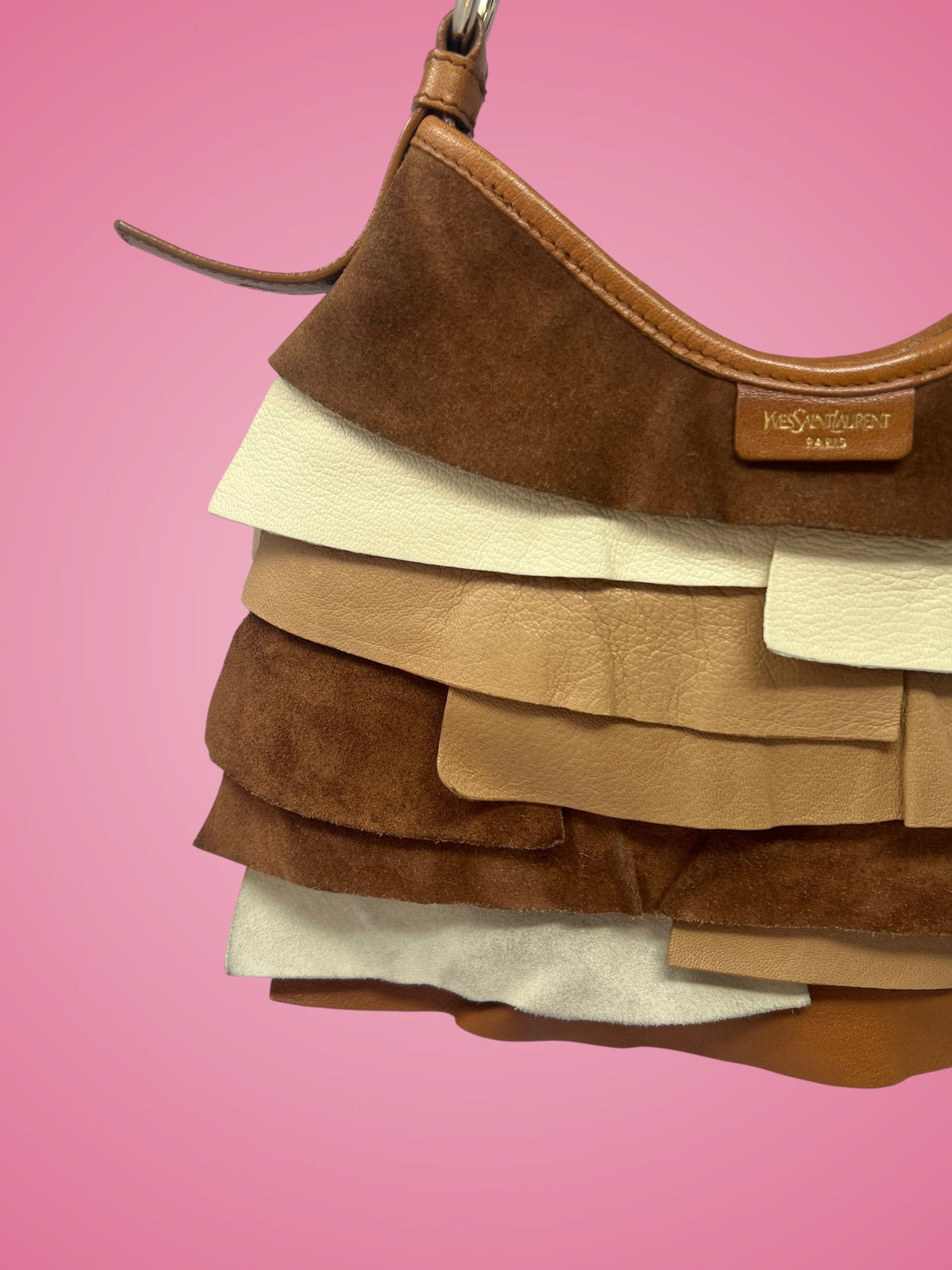YSL Saint Tropez Brown Suede & Leather Bag