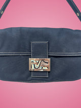 Fendi Baguette Navy Cotton