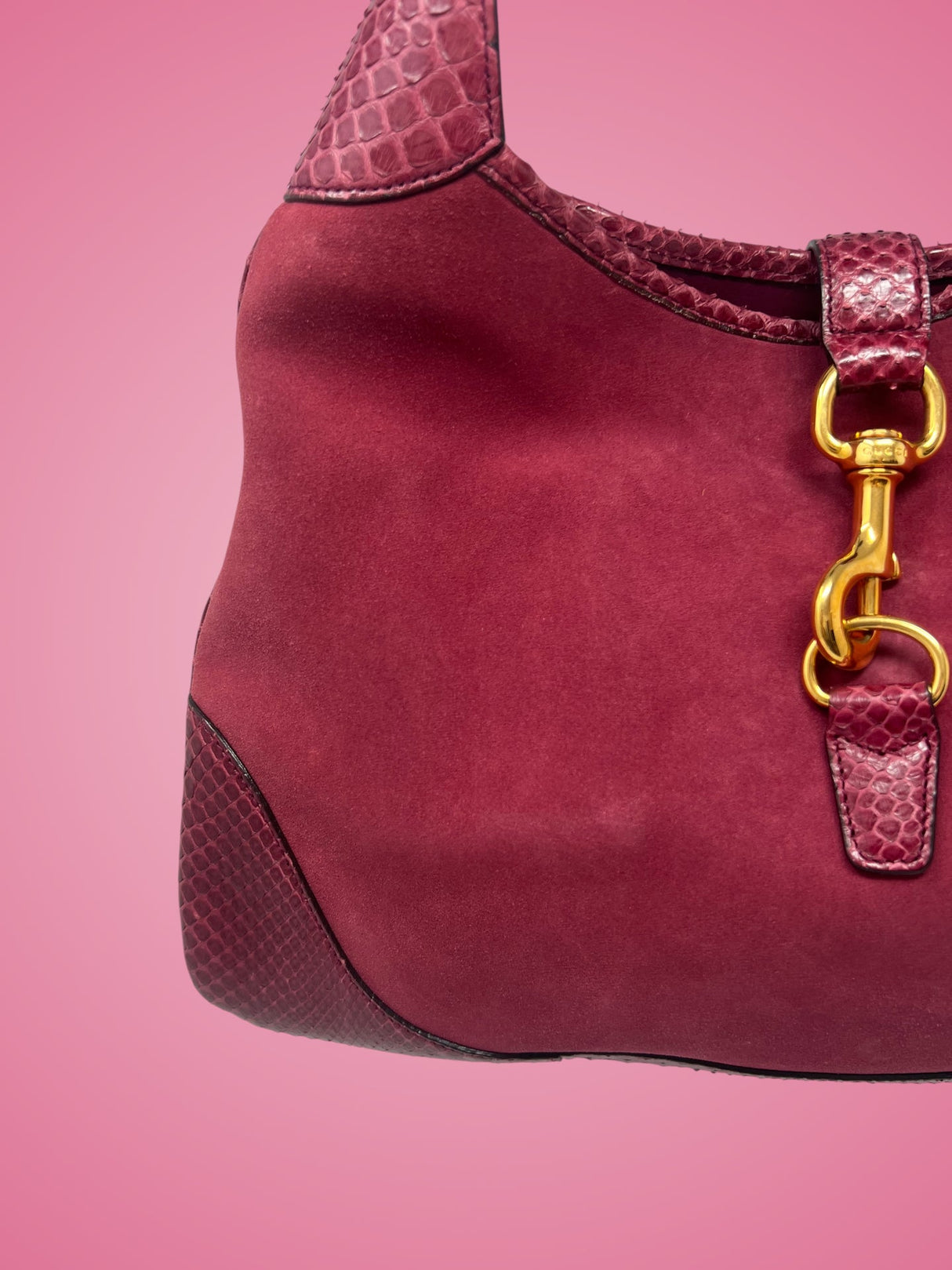 Gucci Jackie Red Suede Shoulder Bag