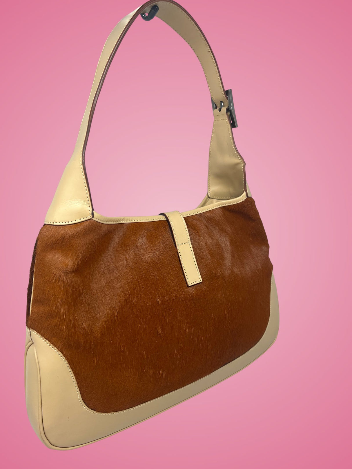 Gucci Jackie Brown Pony Hair Shoulder Bag