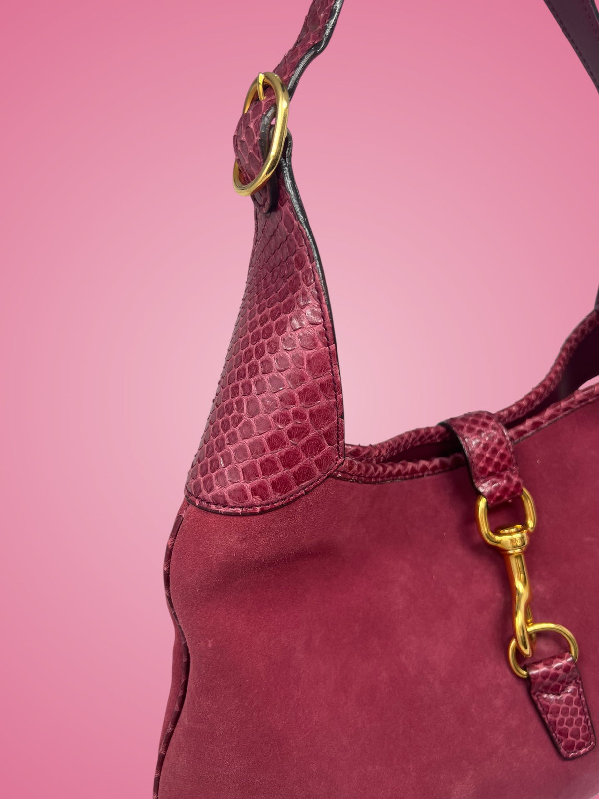 Gucci Jackie Red Suede Shoulder Bag
