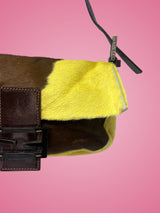Fendi Baguette Cow Print Pony Hair Brown & Yellow