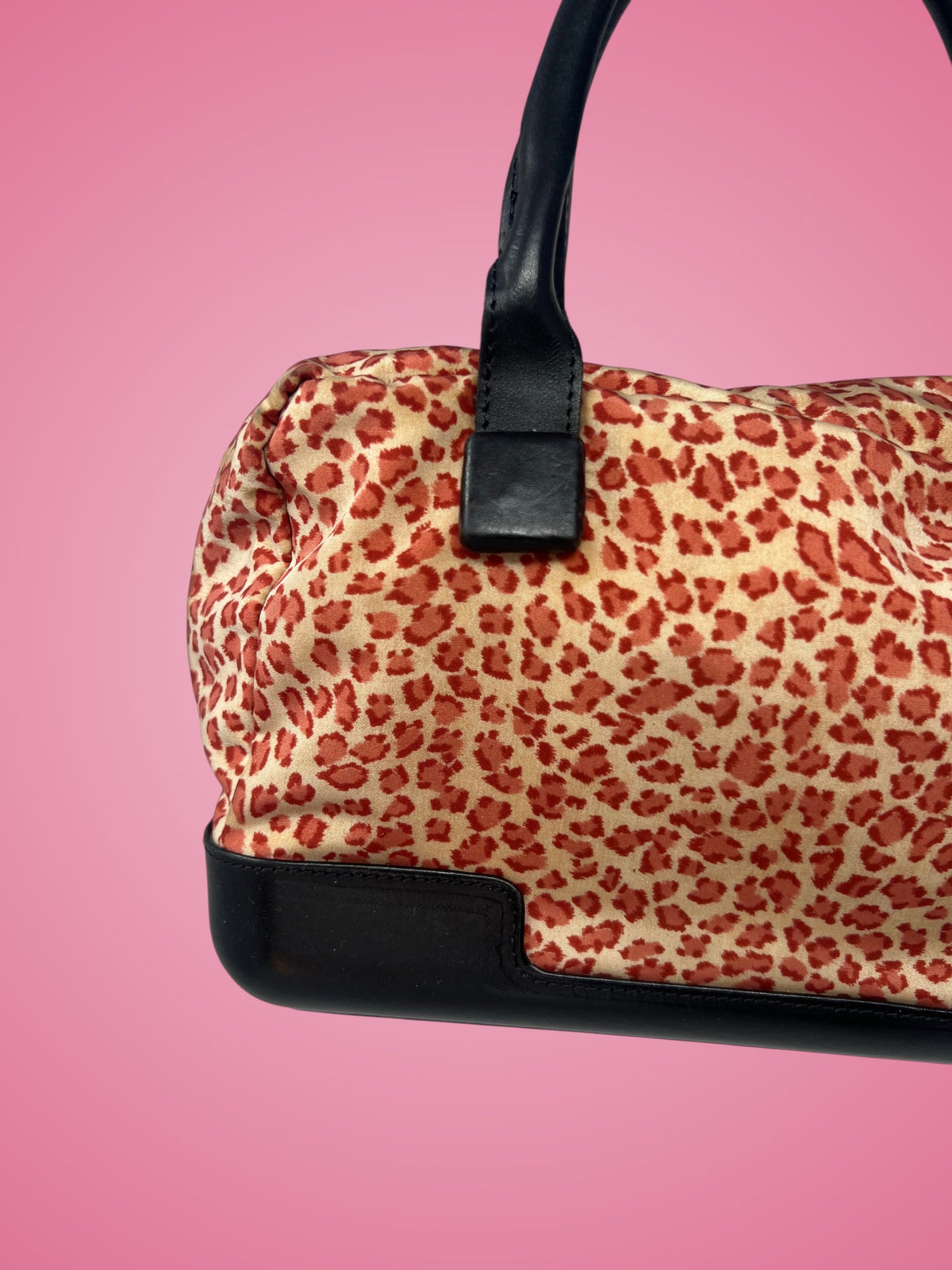 Bottega Veneta Leopard Print Nylon Hand Bag