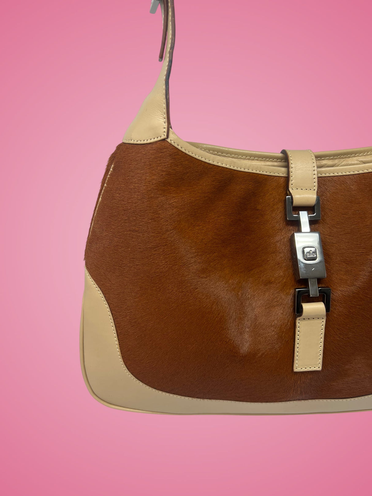 Gucci Jackie Brown Pony Hair Shoulder Bag