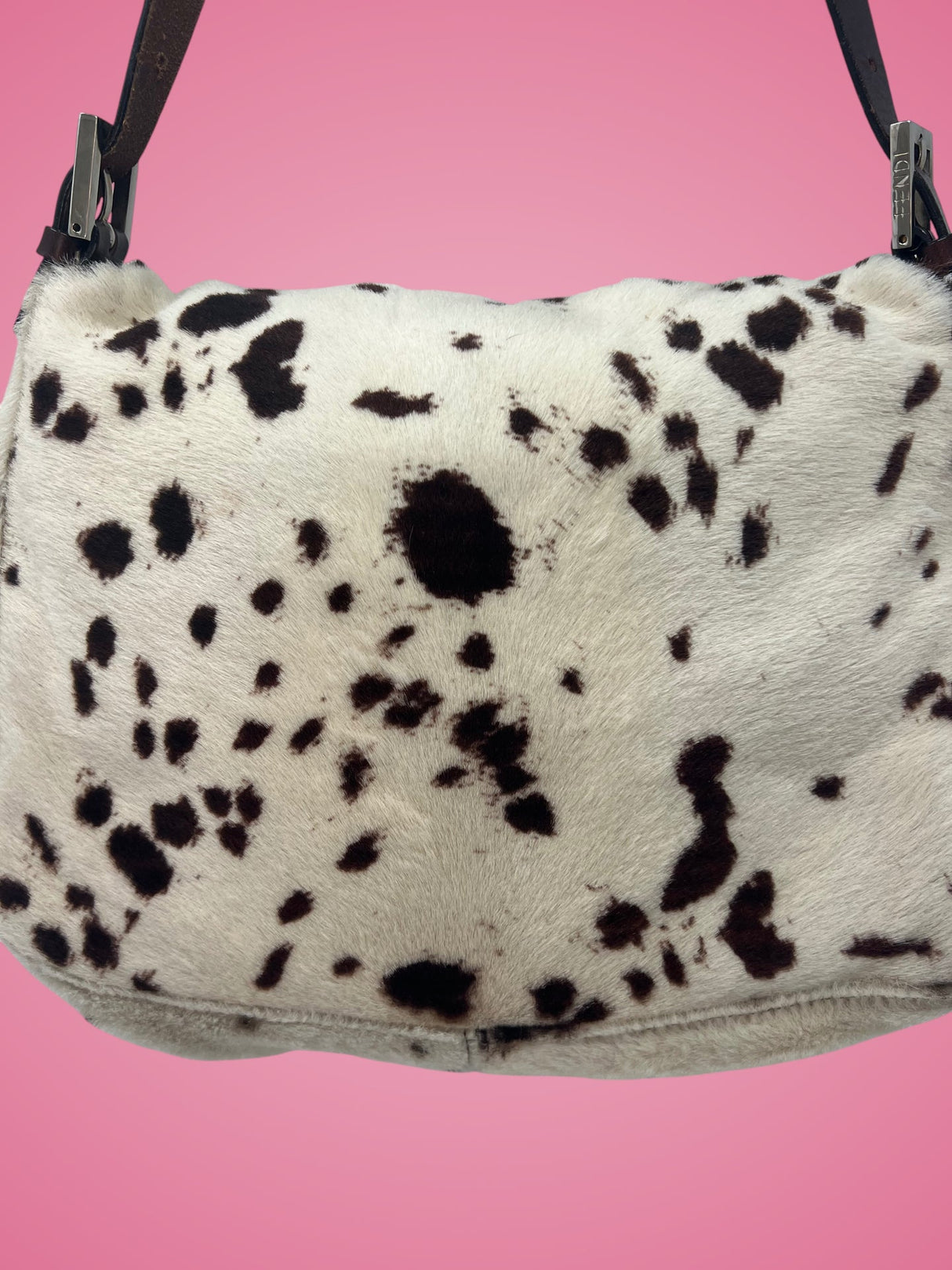 Fendi Mamma Baguette Pony Hair Dalmation Print