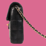 Chanel East West Chocolate Bar Bag Black Lambskin