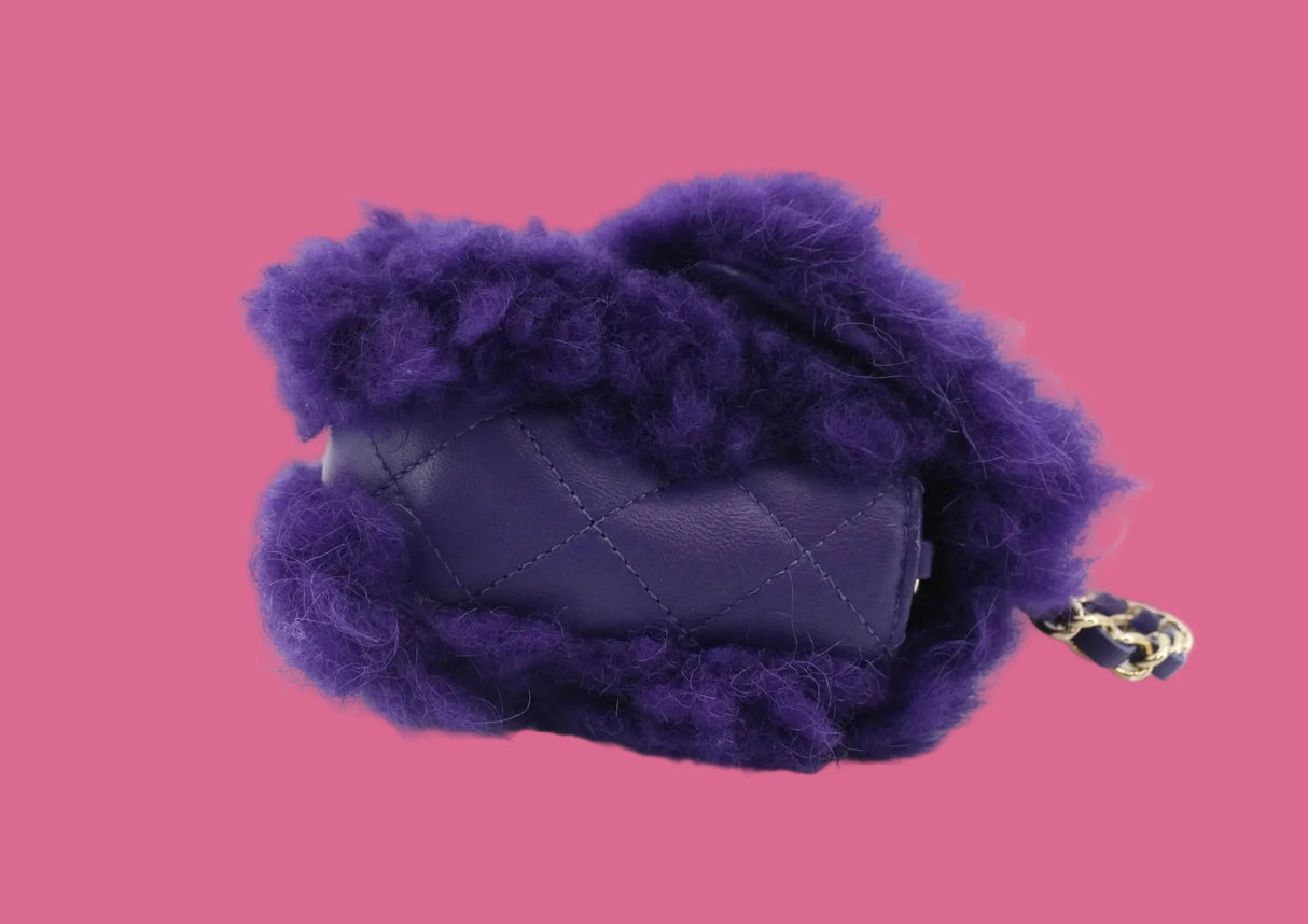 Chanel CC Chain Flap Bag Purple Fur