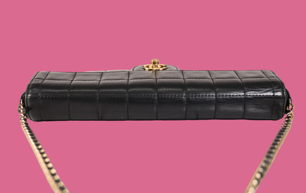 Chanel East West Chocolate Bar Bag Black Lambskin