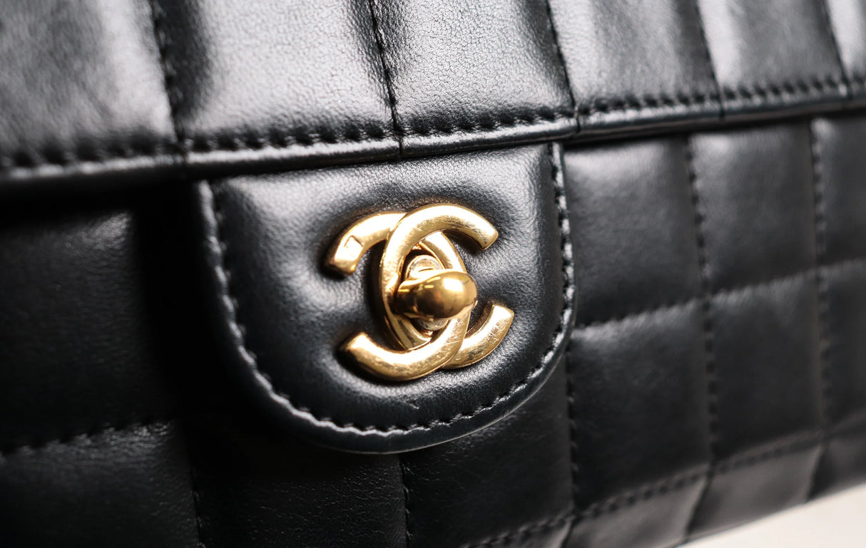 Chanel East West Chocolate Bar Bag Black Lambskin
