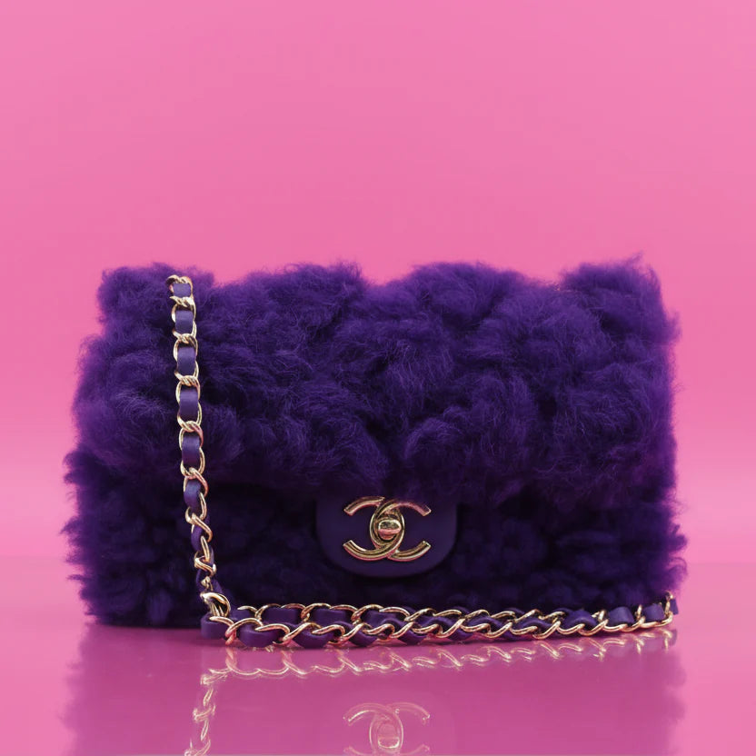 Chanel CC Chain Flap Bag Purple Fur