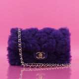 Chanel CC Chain Flap Bag Purple Fur