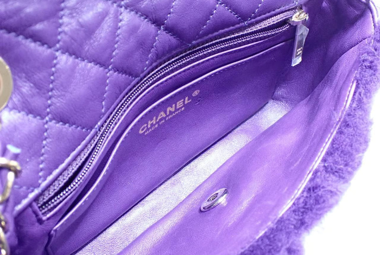 Chanel CC Chain Flap Bag Purple Fur