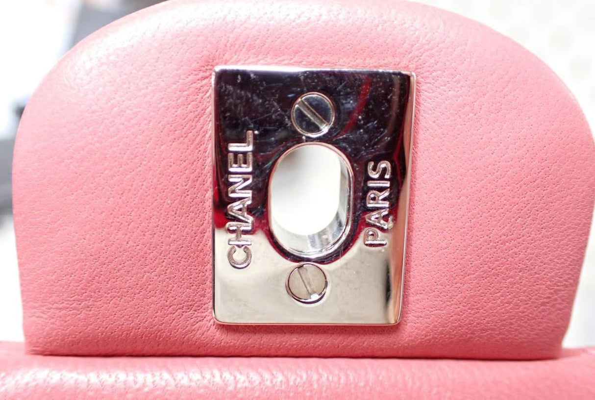 Chanel Pink Colorblock Matelassé Quilted Lambskin Chain Shoulder Bag
