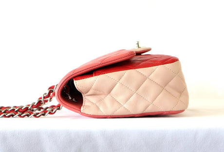 Chanel Pink Colorblock Matelassé Quilted Lambskin Chain Shoulder Bag