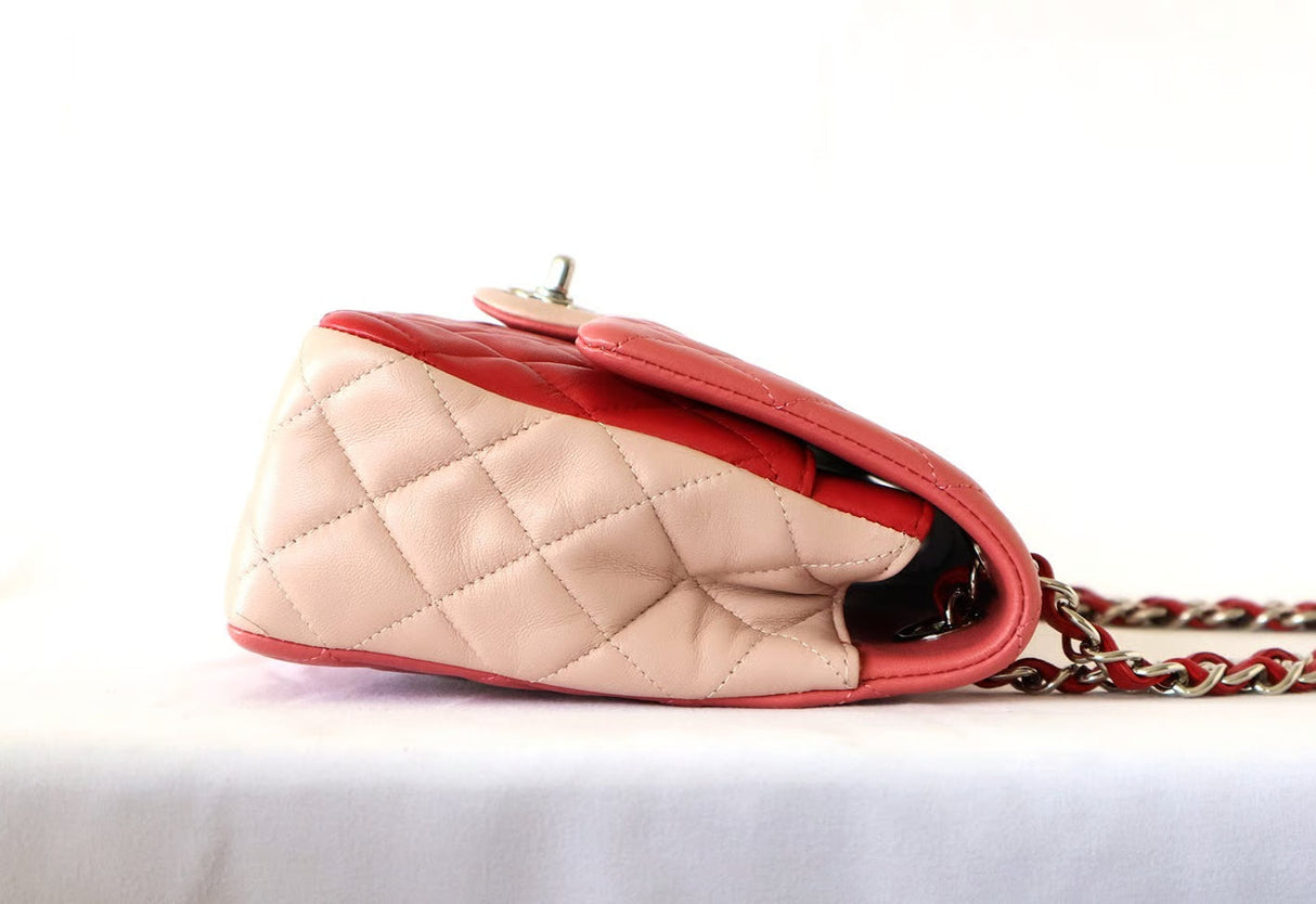 Chanel Pink Colorblock Matelassé Quilted Lambskin Chain Shoulder Bag