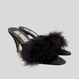 Marabou feather boa heels in black