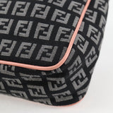 #45 Fendi Zucchino Canvas Hand Bag Black Gold